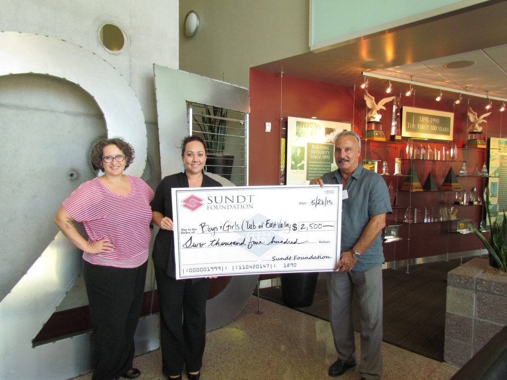 A $2,500 grant check was presented to the Boys and Girls Club of East Valley in Tempe, Ariz.