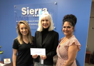 sierra forever families receives check from the sundt foundation