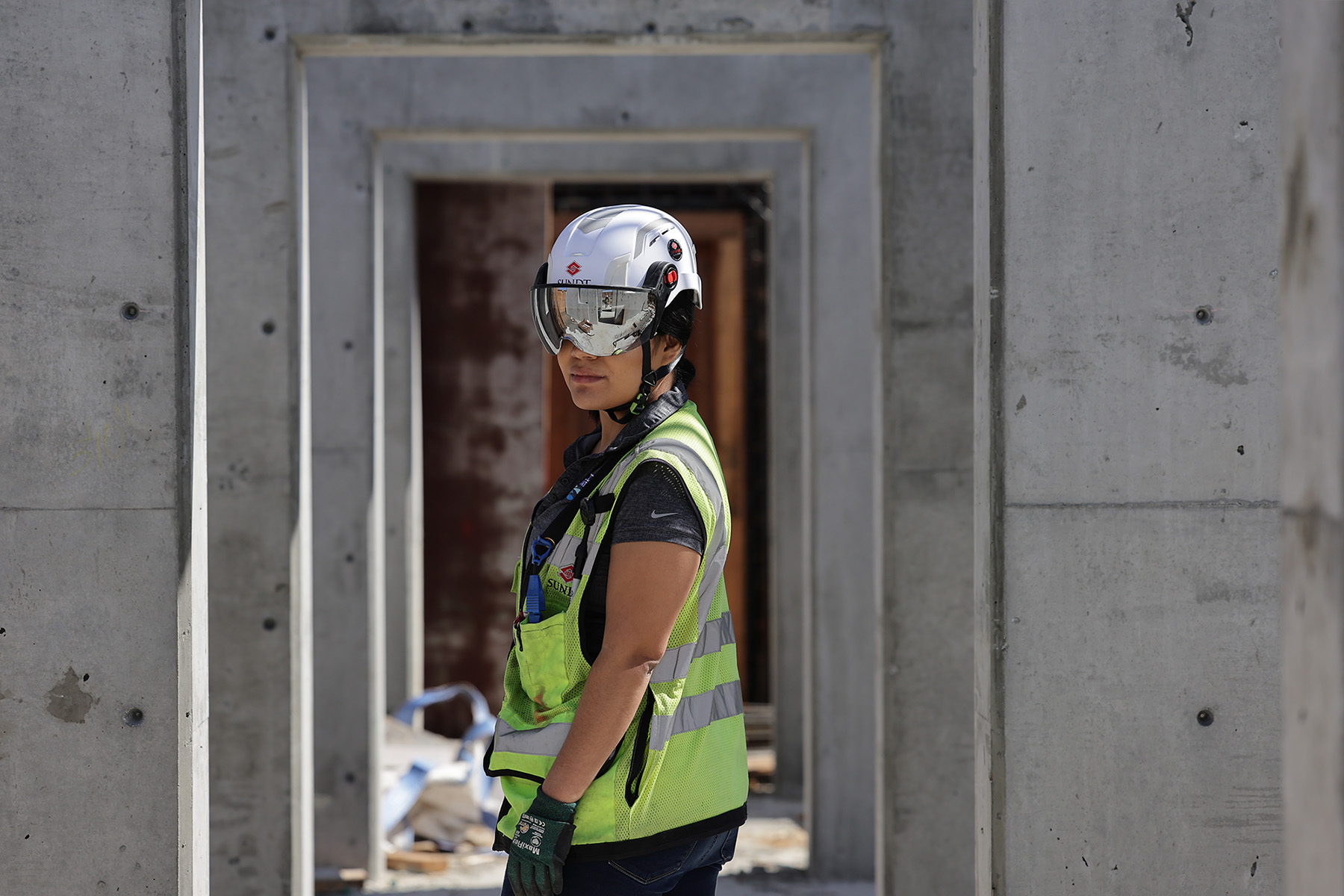A photo of Pam Alvarado on the jobsite for Women in Construction Week 2022