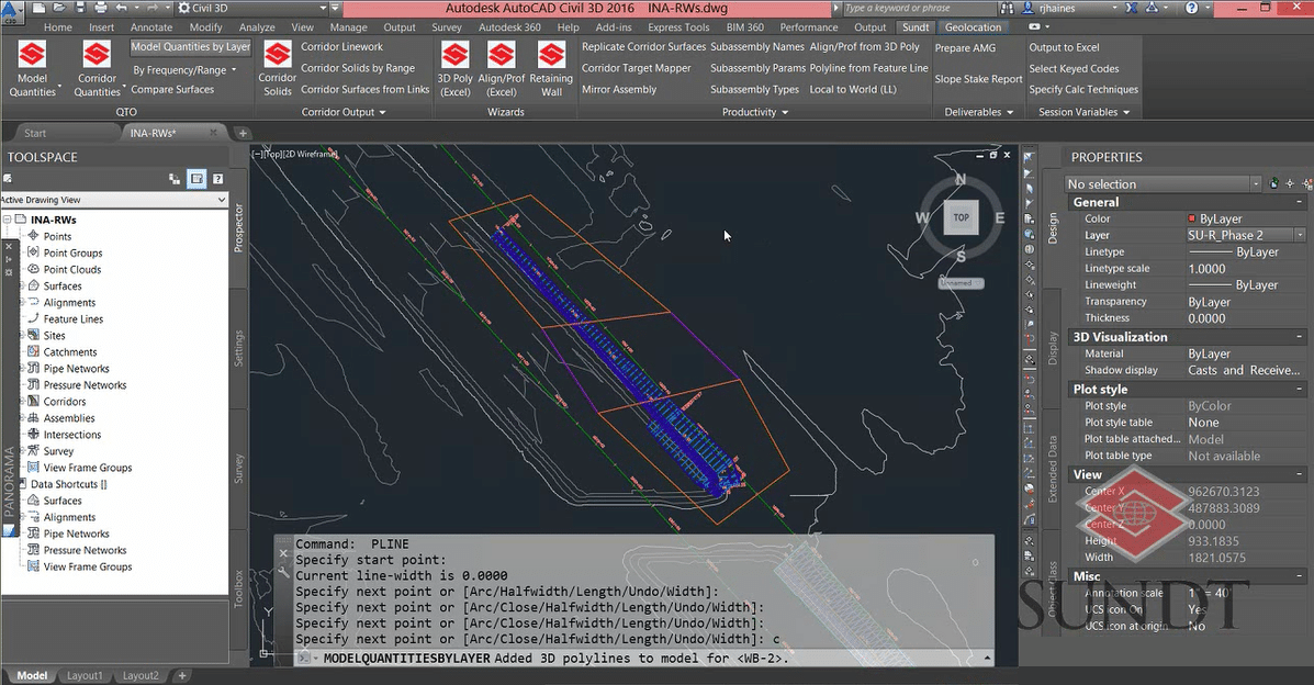 CTK user quickly quantifies the entire project model, by phase, in Autodesk Civil 3D