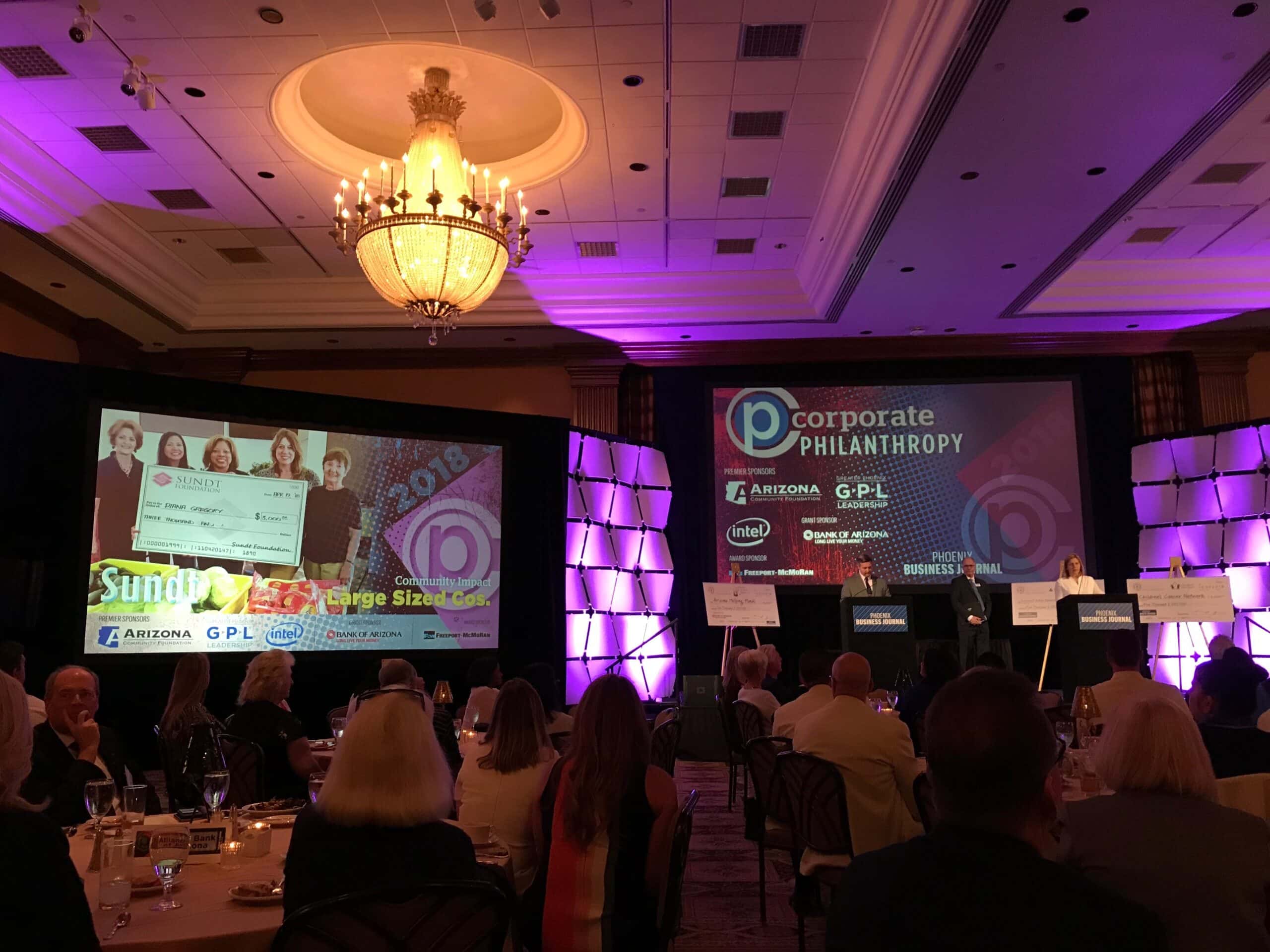 Nearly 300 people attended the Phoenix Business Journal's Corporate Philanthropy Awards ceremony at the Scottsdale Resort at McCormick Ranch, where several local businesses were honored for their charitable efforts.