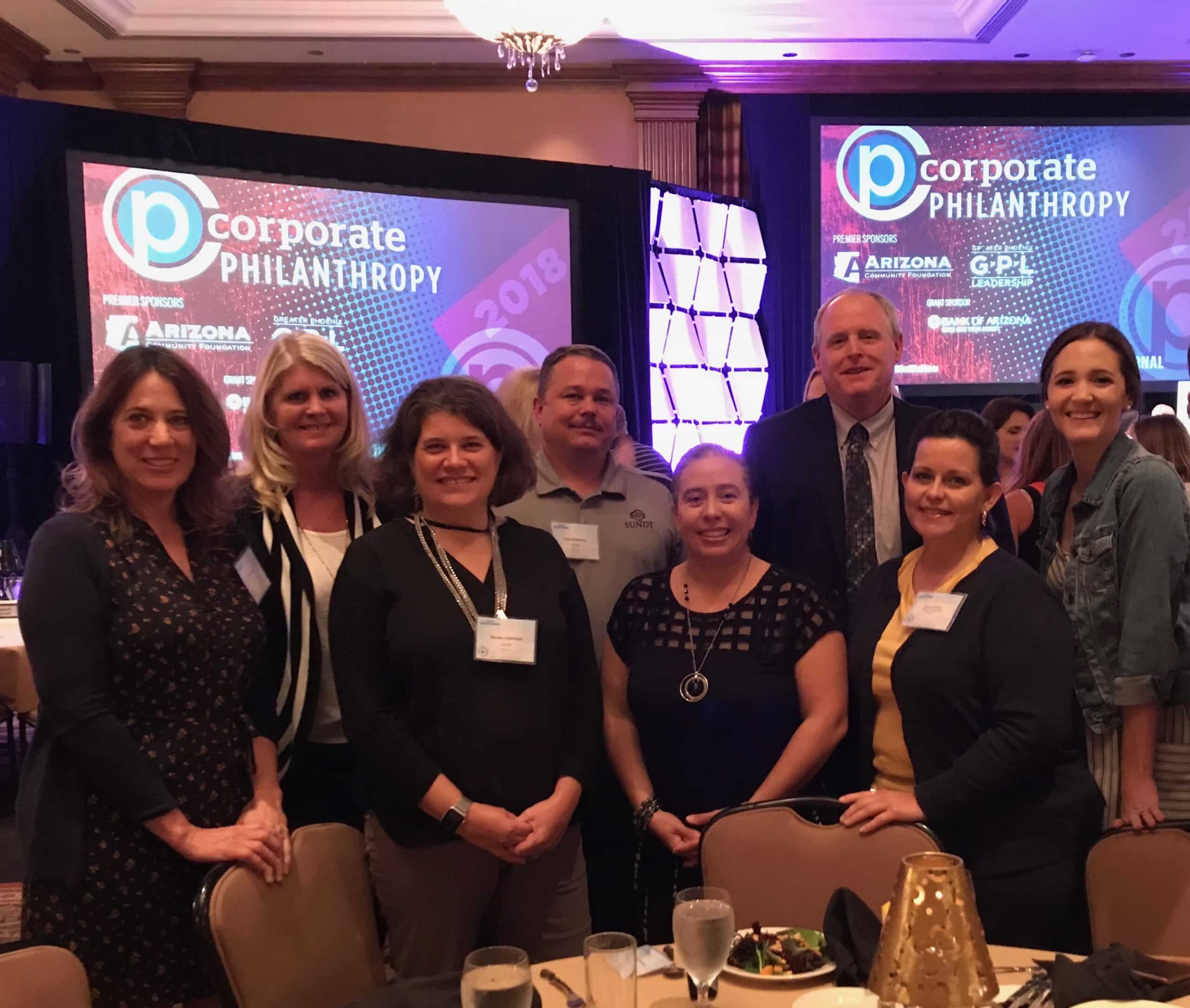 Sundt employee-owners from left to right: Lisa White, Cathie Gabriel, Nicole Calamaio, Clay Mullenax, Marian Enriquez, Randy Rusing, Melissa Cheney, and Sarah Philippe