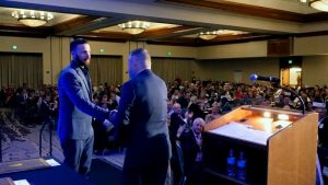 Sundt Senior Project Manager, Jim Norine, accepted the award at the 36th Annual American Mining Hall of Fame Awards Ceremony.  