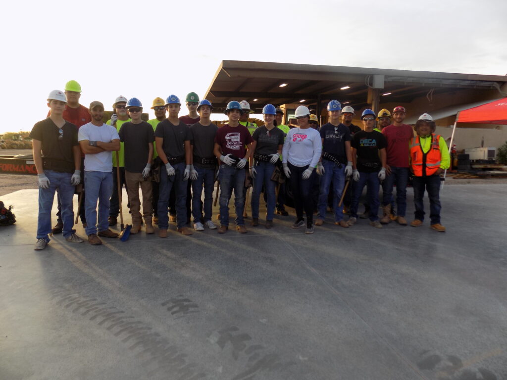 Sundt's carpenter apprentices pose with Casa Grande Union High School CTE students