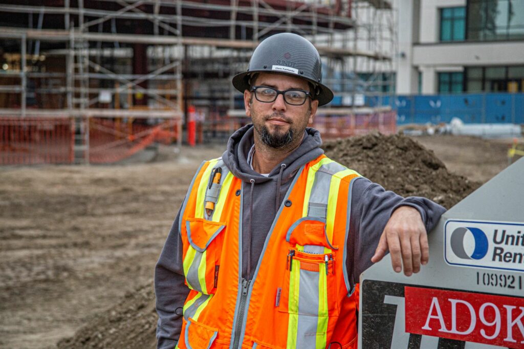 Sundt Project Safety Manager Chris Fairbanks, a third-generation U.S. Navy veteran, poses for a picture