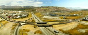 birds eye view of redwood interchange