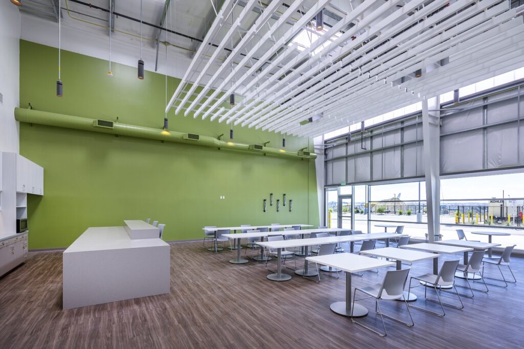 The dining area inside the new Facilities Management Department (FMD) campus