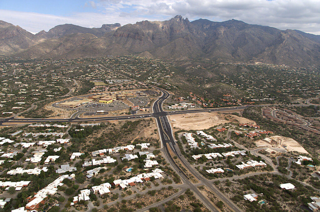 Aerial of Skyline Drive in Tucson, Arizona