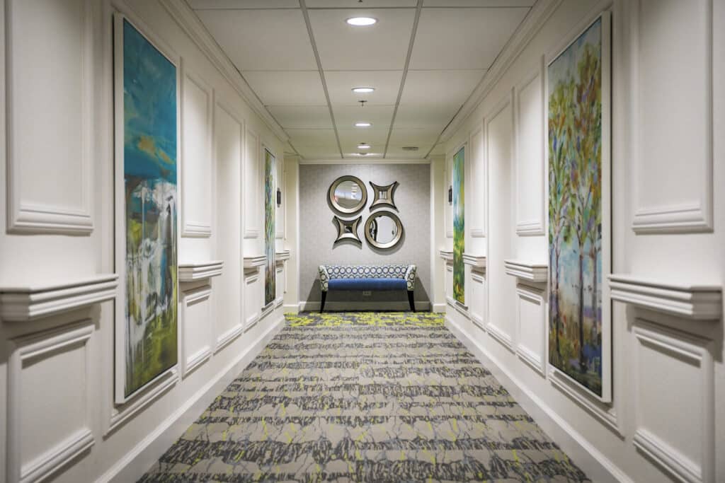 Grandview Terrace senior living community newly renovated corridor