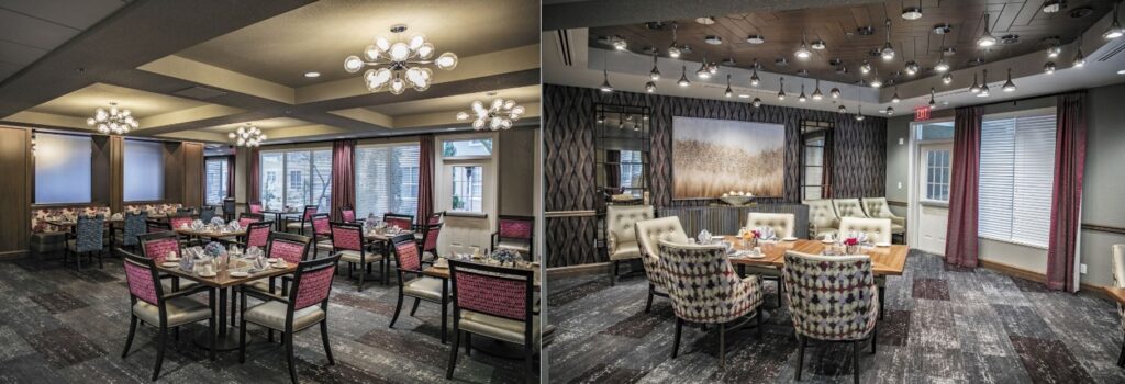interior view of Sun Health Grandview Terrace Dining Spaces with renovated interiors