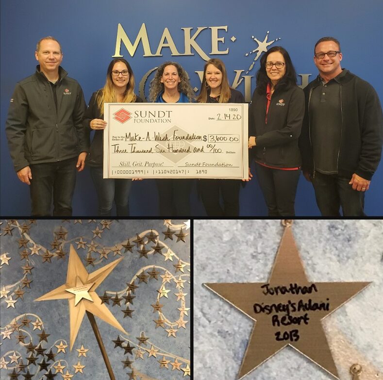 Sundt Foundation members from the San Diego Giving Area present a grant check to the Make-A-Wish Foundation